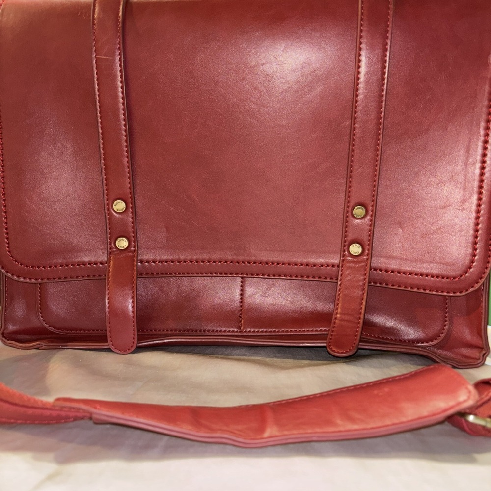 Ecosusi Faux Leather Adjustable Messenger Bag Sturdy Laptop Breifcase Red EUC